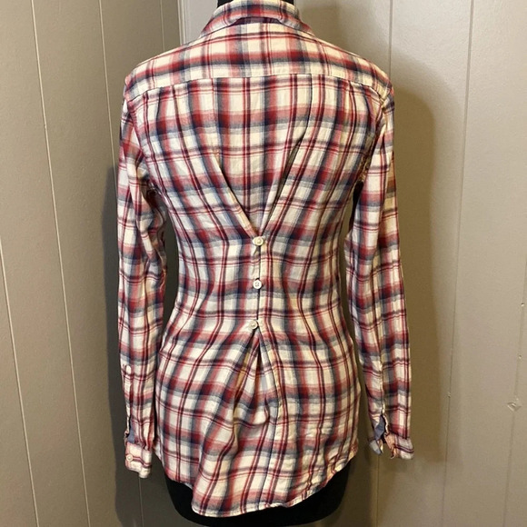 Horny Toad Women’s Small Plaid Casual Button Down Long Sleeve Chest Pockets - Picture 5 of 9